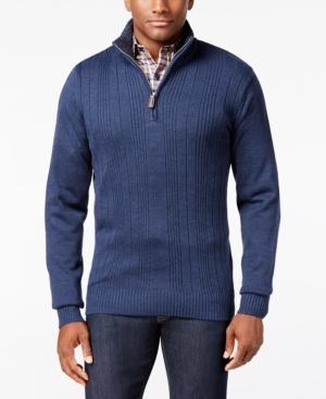 Tricot St. Raphael Men's Faux Fur Trim Rib-knit Sweater