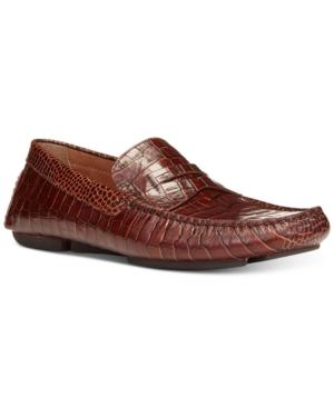 Donald Pliner Men's Vinco Croc-embossed Penny Drivers Men's Shoes