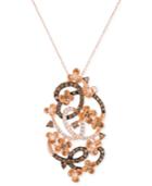 Le Vian Chocolatier Crazy Collection Diamond Fancy Scroll Floral Pendant Necklace (1-1/5 Ct. T.w.) In 14k Rose Gold