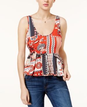 Guess Patchwork-print Peplum Top