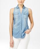 Inc International Concepts Denim Sleeveless Shirt, Only At Macy's