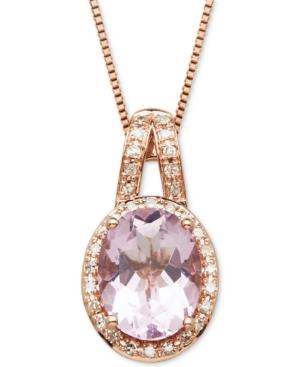 Pink Amethyst (1-5/8 Ct. T.w.) & Diamond (1/10 Ct. T.w.) 18 Pendant Necklace In 14k Rose Gold
