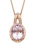 Pink Amethyst (1-5/8 Ct. T.w.) & Diamond (1/10 Ct. T.w.) 18 Pendant Necklace In 14k Rose Gold