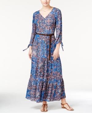 American Rag Three-quarter-sleeve Printed Maxi Dress, Only At Macy's