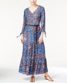 American Rag Three-quarter-sleeve Printed Maxi Dress, Only At Macy's