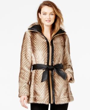 Guess Faux-fur Faux-leather-detail Coat