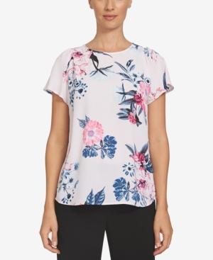Cece Floral-print Cap-sleeve Top