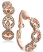 Anne Klein Rose Gold-tone Pave Clip-on Hoop Earrings