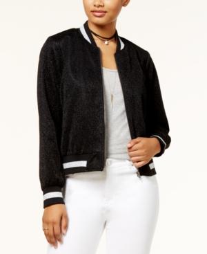 Hippie Rose Juniors' Metallic Bomber Jacket