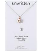 Unwritten Initial & Crystal Disc Pendant Necklace In Rose Gold-tone Sterling Silver, 16 + 2 Extender