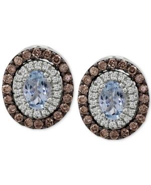 Le Vian Chocolatier Aquamarine (1 Ct. T.w.) And Diamond (1-1/5 Ct. T.w.) Stud Earrings In 14k White Gold