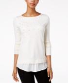 Charter Club Layered-look Embellished Sweater, Created For Macy's