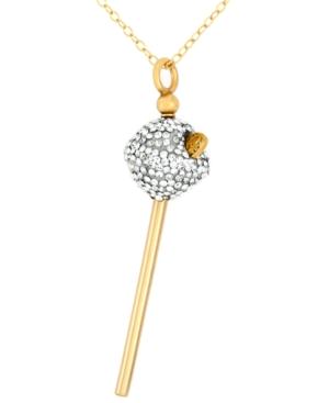 Sis By Simone I Smith 18k Gold Over Sterling Silver Necklace, White Crystal Mini Lollipop Pendant