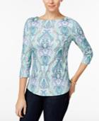 Charter Club Button-shoulder Paisley-print Top, Only At Macy's