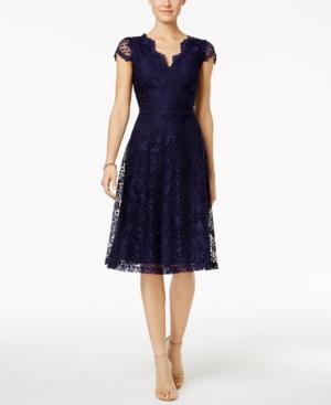 Connected Petite Lace A-line Dress