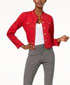 I.n.c. International Concepts Puffed-shoulder Cropped Denim Jacket, Created For Macy's