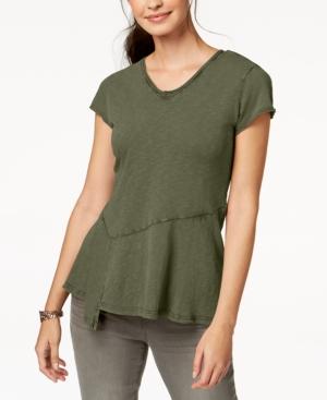 Style & Co Cotton Peplum-hem T-shirt, Created For Macy's