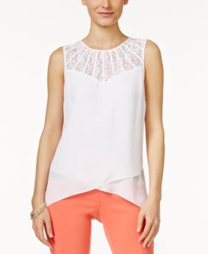 Thalia Sodi Layered Lace-trim Blouse, Created For Macy's