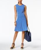 Tommy Hilfiger Textured Gingham Fit & Flare Dress, Only At Macys.com