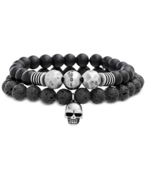 Steve Madden Men's 2-pc. Skull Beaded Bracelet Set