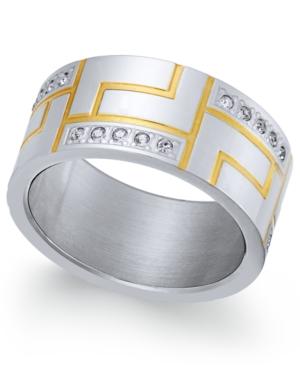 Sutton By Rhona Sutton Men's Two-tone Modern Cubic Zirconia Ring
