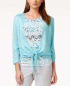 Alfred Dunner Printed Layered Cardigan Top