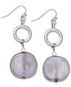 Inc International Concepts Silver-tone Gray Stone Drop Earrings, Created For Macy's