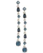 Givenchy Silver-tone Blue Stone Linear Drop Earrings