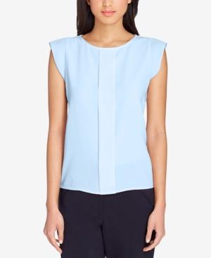 Tahari Asl Pleated Cap-sleeve Top