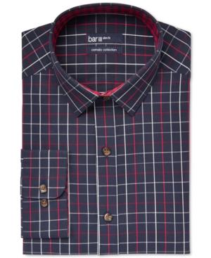 Bar Iii Carnaby Collection Slim-fit Navy Framed Check Dress Shirt, Only At Macy's