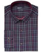 Bar Iii Carnaby Collection Slim-fit Navy Framed Check Dress Shirt, Only At Macy's