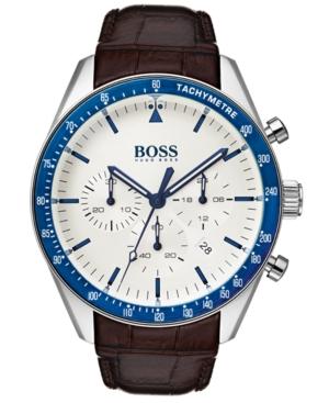 Boss Hugo Boss Men's Chronograph Trophy Brown Leather Strap Watch 44mm