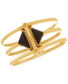 Steve Madden Gold-tone Stone Triangle Triple-row Bangle Bracelet