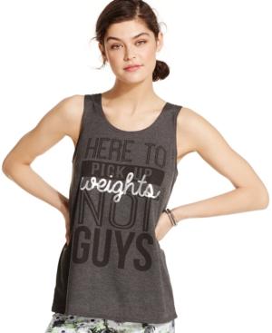 Material Girl Active Juniors' Graphic "pick Up Weights" Tank Top