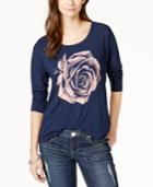 Lucky Brand Dolman-sleeve Rose Graphic Top