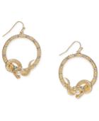 Thalia Sodi Medium Gold-tone Crystal & Imitation Pearl Snake Drop Hoop Earrings 1.5, Created For Macy's