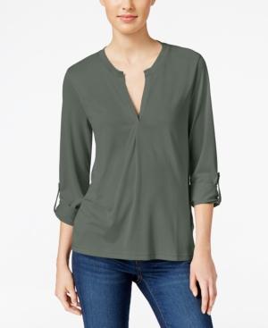 Calvin Klein Jeans Split-neck Roll-tab Top