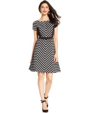 Ellen Tracy Short-sleeve Chevron Dress