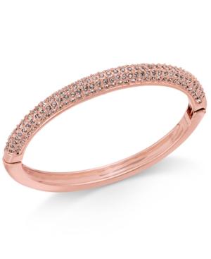 Nina Rose Gold-tone Pave Hinged Bangle Bracelet