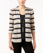Alfred Dunner Petite 'tis The Season Striped Layered-look Sweater