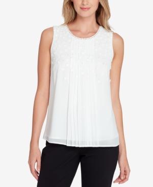 Tahari Asl Floral-applique Top