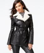 Guess Faux-fur-collar Quilted Faux-leather Jacket
