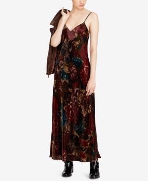 Polo Ralph Lauren Floral-print Velvet Maxi Dress
