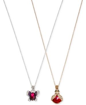 Betsey Johnson Two-tone Crystal And Stone Critter Necklace