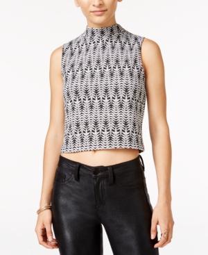 Material Girl Juniors' Printed Mock-neck Crop Top, Only At Macy's