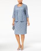 Alex Evenings Plus Size 2-pc. Sequined Lace Jacket & Dress