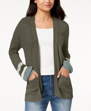 Freshman Juniors' Puffed-sleeve Open-front Cardigan