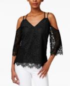 Bar Iii Strappy Lace Cold-shoulder Top, Created For Macy's