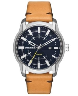 Diesel Men's Armbar Brown Leather Strap Watch 45mm