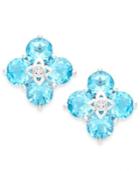 Blue Topaz (4-3/4 Ct. T.w.) And Diamond Accent Clover Earrings In 14k White Gold